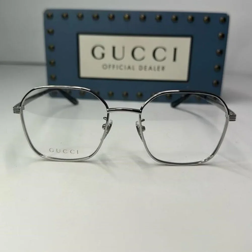 Gucci GG0946OA Square Metal Eyeglasses – Full Rim Frame for Men